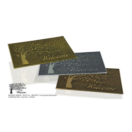 Tapete de borracha árvore welcome cores sortidas 75x45x0,5cm hidalgo