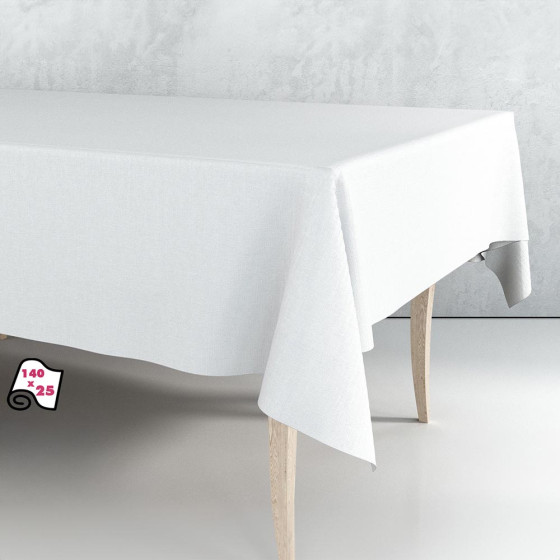 Rolo toalha de mesa pvc branco liso 140cm x 25m exma