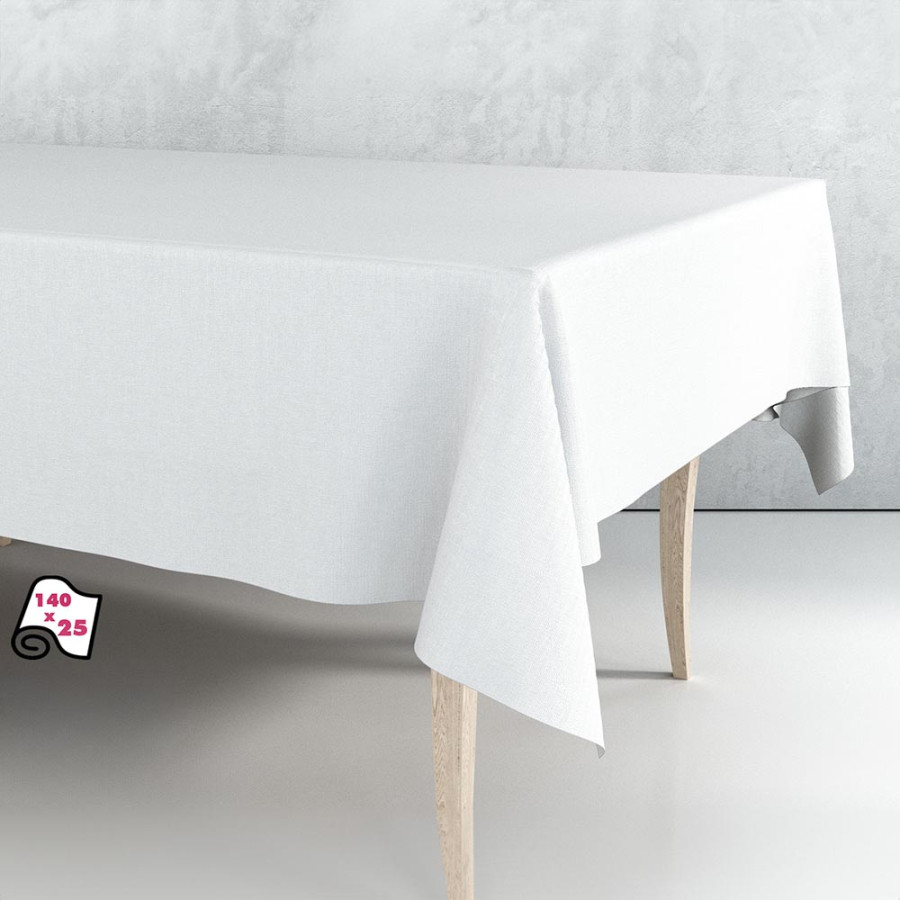 Rolo toalha de mesa pvc branco liso 140cm x 25m exma