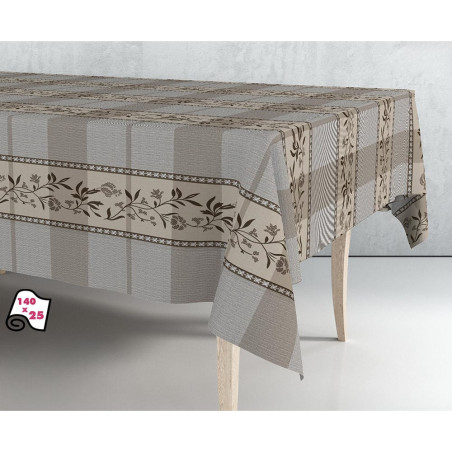 Rolo toalha de mesa pvc bege-castanho 140cm x 25m exma