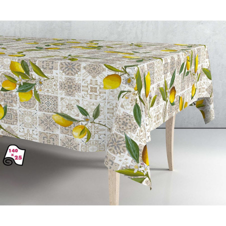 Rolo de toalha de mesa pvc estampa limão 140cm x 25m exma